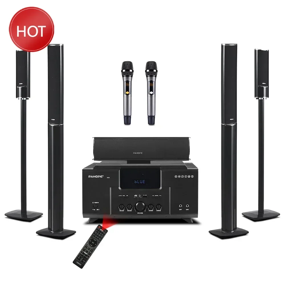 

K10 5.1 Surround Home Theater System With Karaoke USB Wireless Microphone Amplifier Speaker Bt Home Theatre System