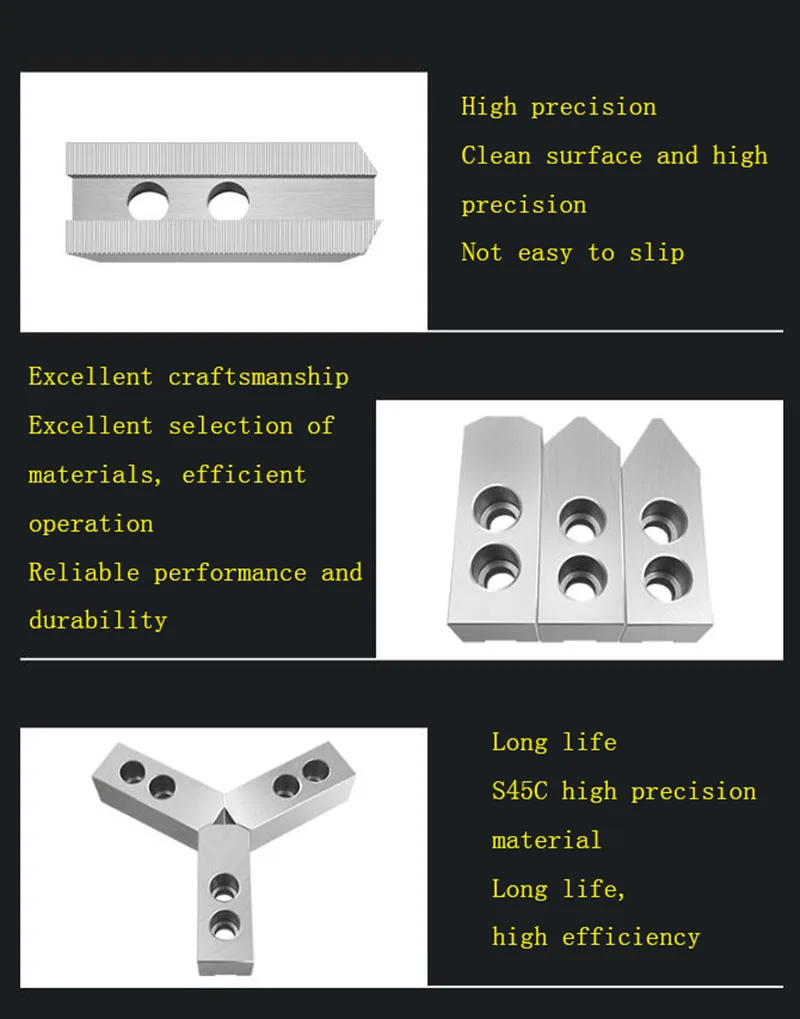1 conjunto/3 pçs duro chuck maxila garra se encaixa para 5 "6" 8 "10" cnc torno chuck 3 garras dedicado garra hidráulica maxilas macias