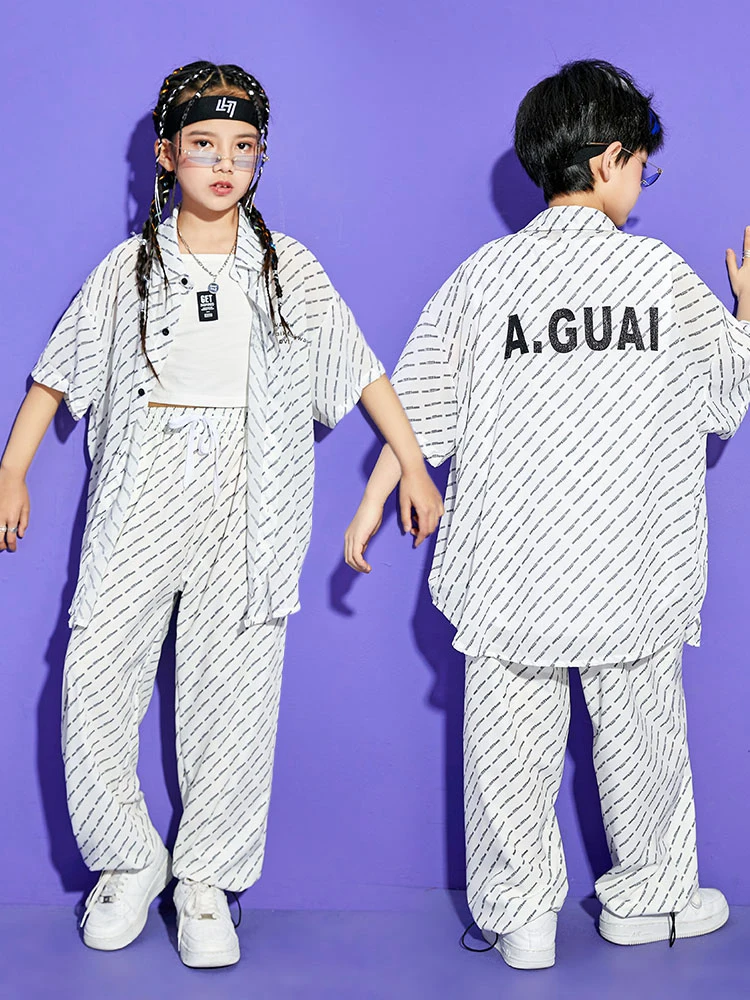 Vêtements de danse Hip Hop pour filles, tenue de danse de rue, chemise ample, pantalon, pour spectacle de Jazz à l'école de la journée des enfants, YS3289