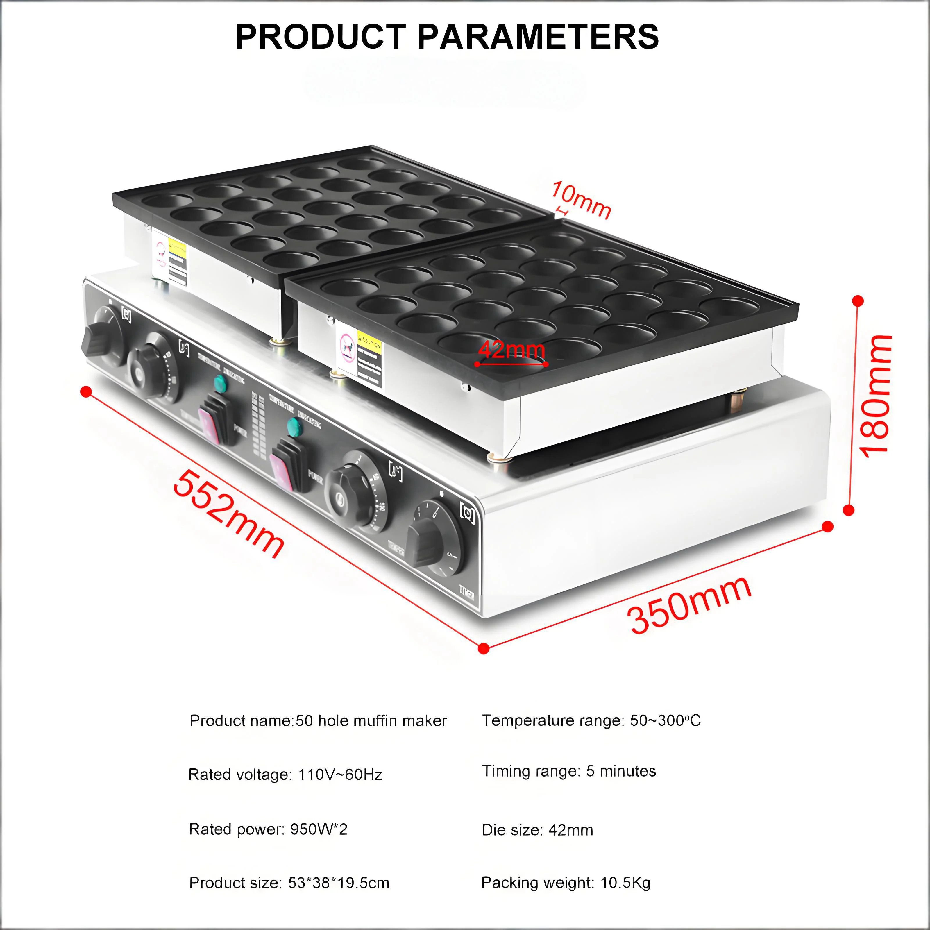 Food tools Commercial Electric Waffle & Pancake Maker with Muffin Function 50-Hole Mini Stainless Steel New High Quality Machine