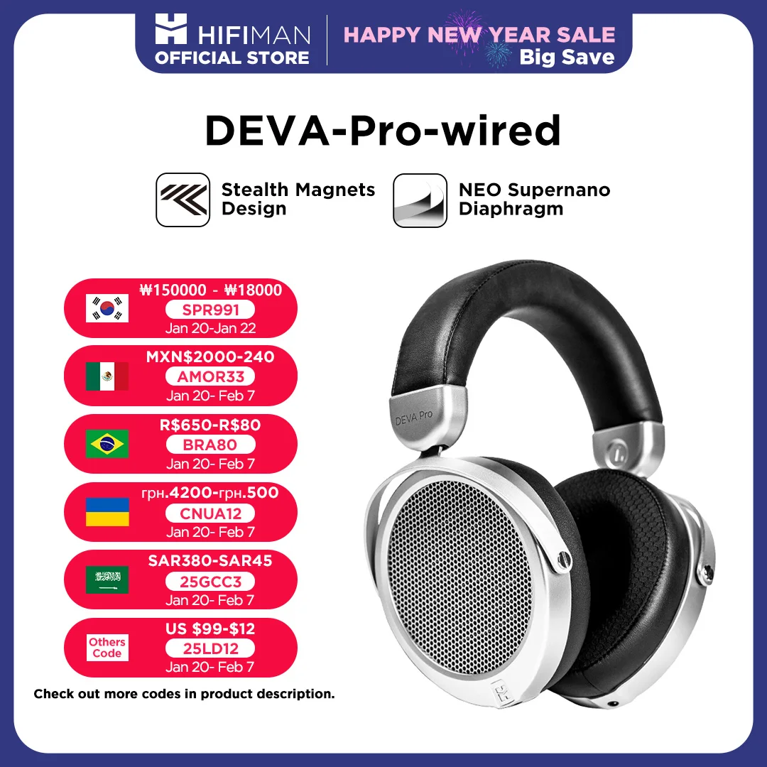 

HIFIMAN Deva-Pro Over-Ear Open-Back Planar Magnetic Headphone with Stealth Magnets-Wired Version