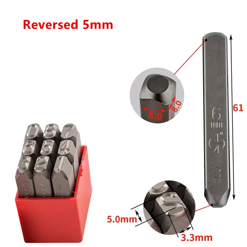 

Reversed 0~9 Number Punch Set Tool Die Hardened Steel Metal Wood Stamp Case Leather Punch Tool Craft 9Pcs Free Shipping