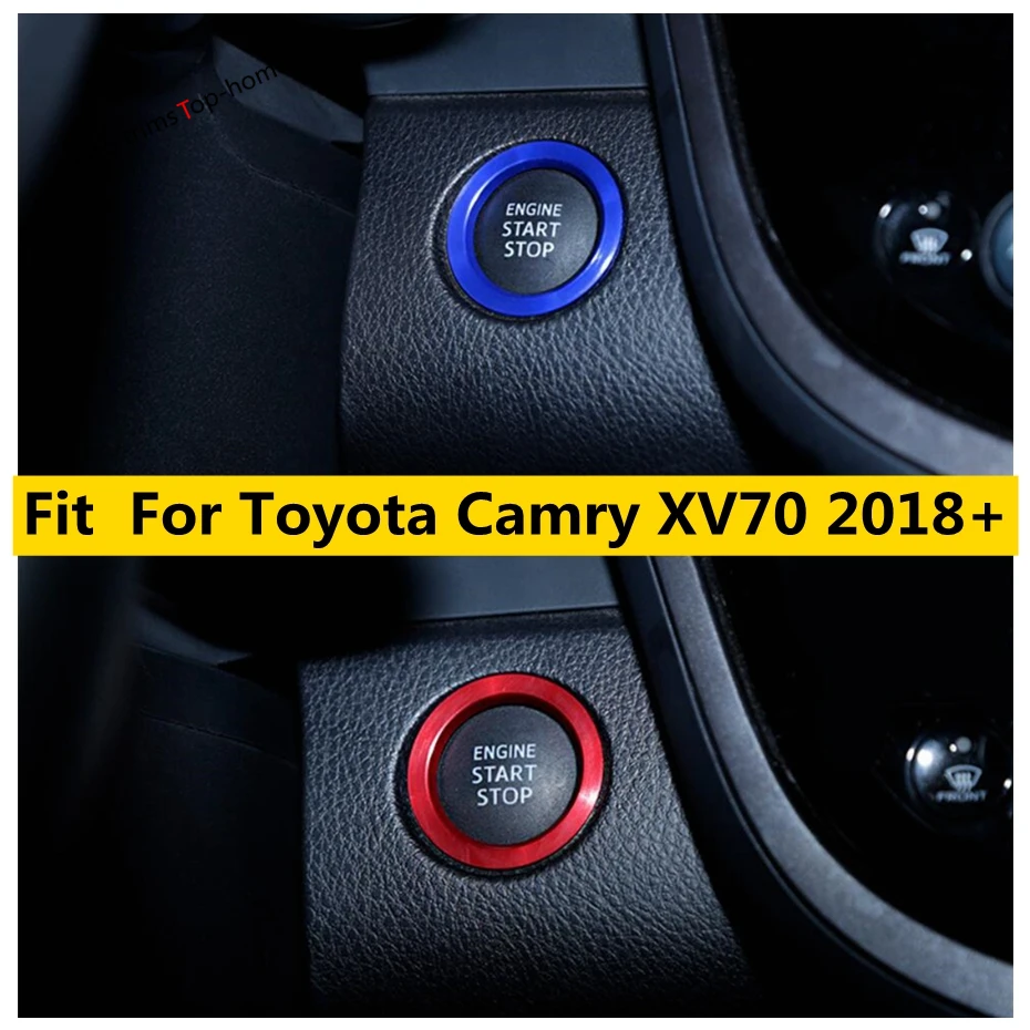

ABS Red / Blue Engine Start Stop Push Button Key Hole Decor Ring Cover Trim For Toyota Camry XV70 2018 - 2023 Car Accessories
