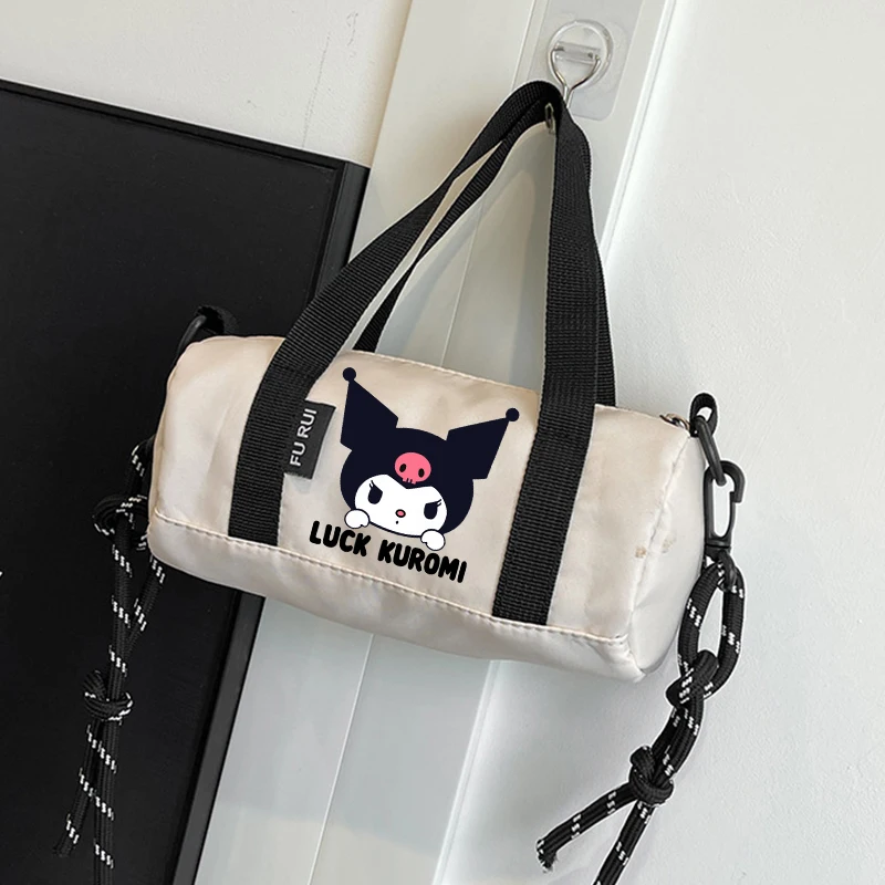 Hello Kitty Kucomi Cylindrical Crossbody Bag Zipper Small Nylon Handbag Portable Sports Simple Mini Messenger Shoulder Bag