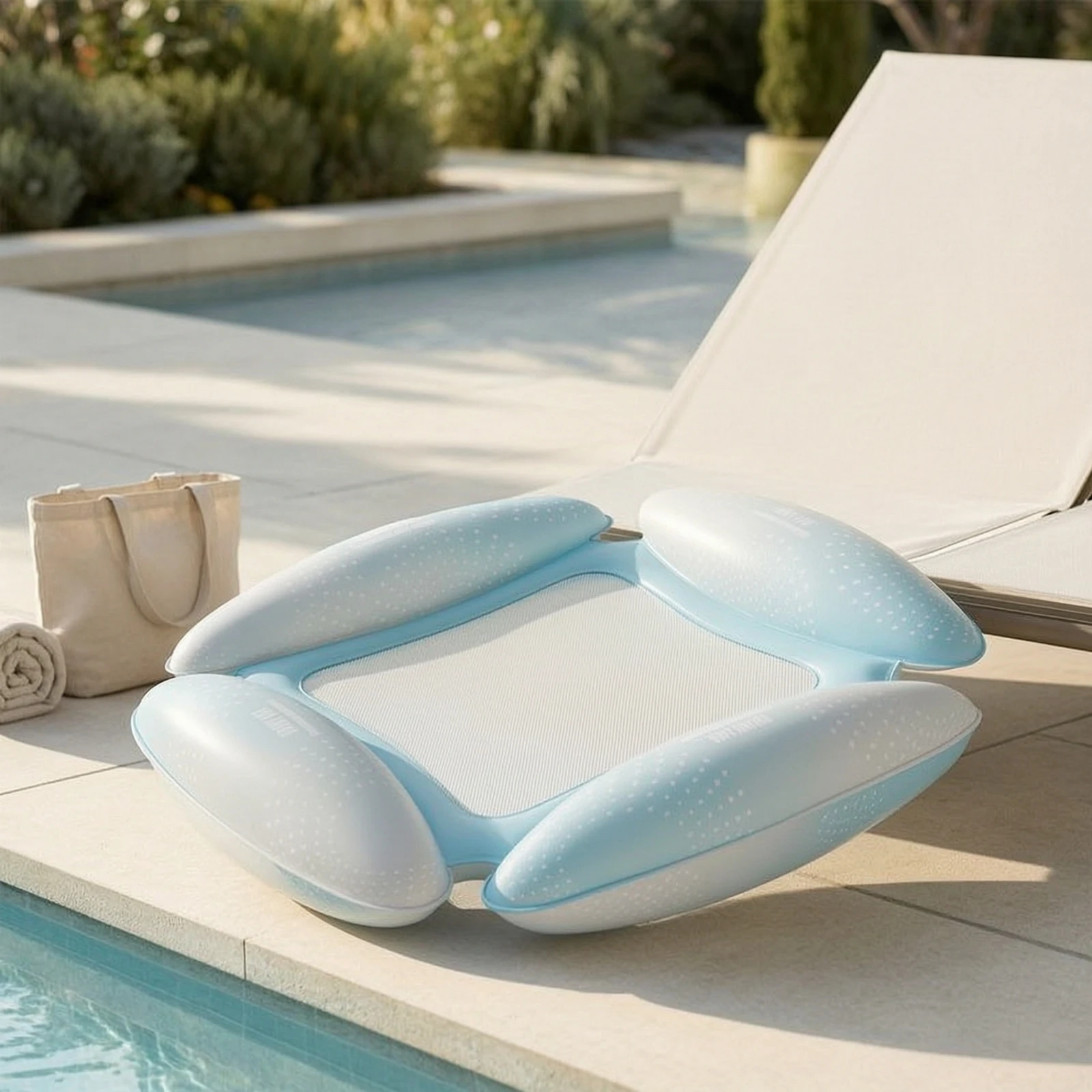Pool Raft with Mesh Bottom Portable Mesh Pool Lounger Inflatable Water Lounge Foldable Ultra-Comfortable for Adults, Lake