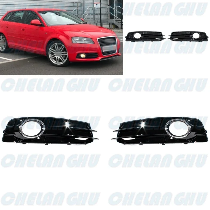 

For Audi A3 Sportback 2009 2010 2011 2012 2013 1 Pair Front Bumper Fog Lights Lamp Grille Cover 8P0807681AF 8P0807682K