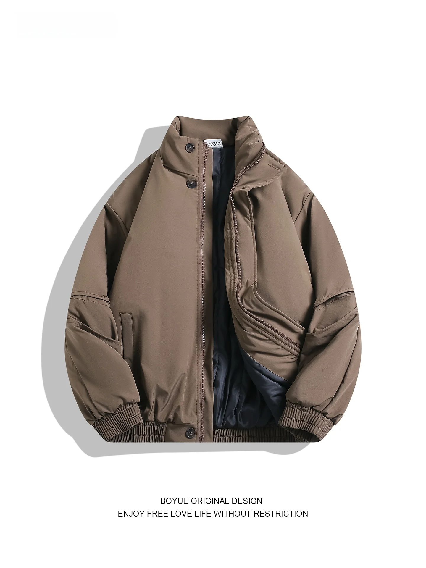 

Boyue Retro Japanese Sle Workwear Cotton Jaet Thiened Stand Collar Men's Casual Outerwear Youth Faion Warm Long Sve