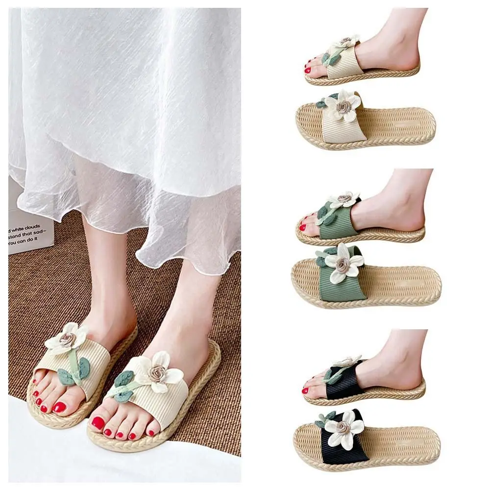 

Sweet Korean Ins Style Flower Slippers Non-Slip Floral Seaside Sandals Holiday Flat Vacation Beach Slippers Girls