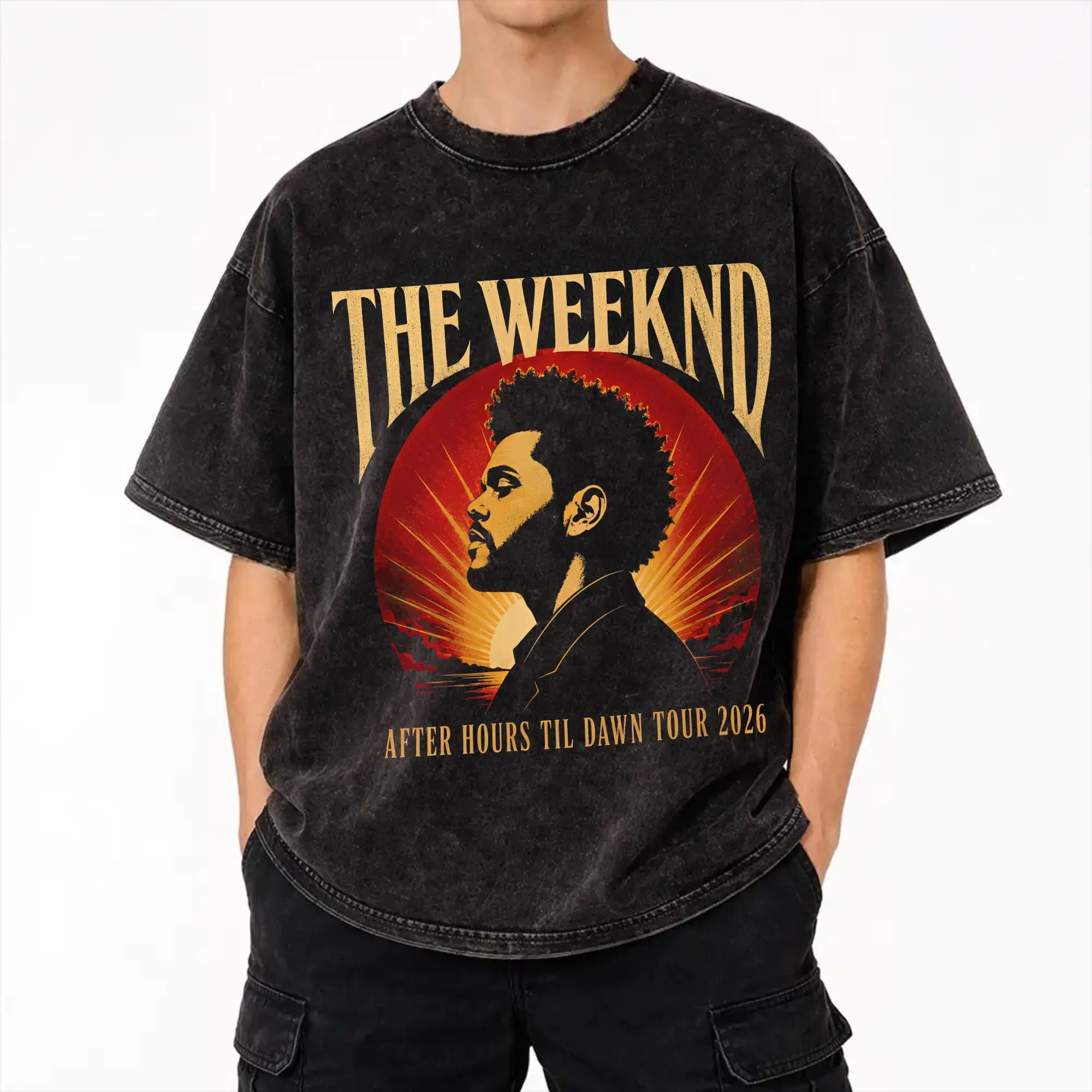 The Weeknds After Hours til Dawn Stadium Tour 2026  Outfit Washed T Shirts for Men Women Streetwear Hip Hop T-Shirt
