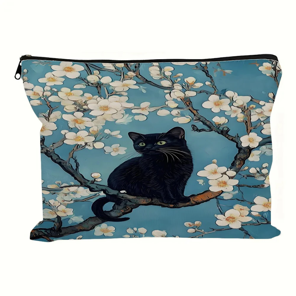 

Van Gogh Themed Makeup Bag Printing Cosmetic Bag Foldable Lightweight Zipper Closure Makeup Bag for Women and Girls