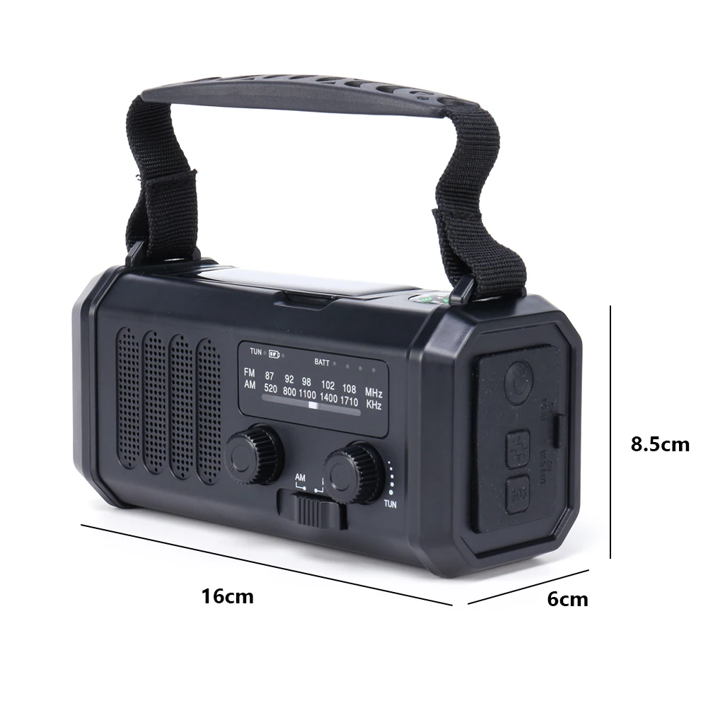 Solar Powered AM FM Weather Radio SOS Alarm Emergency Weather Radio with LED Flashlight Multifunctional Reading Lamp for Camping