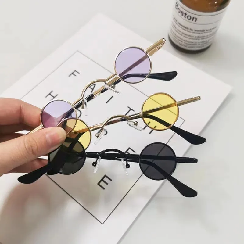 Klassische kleine runde Sonnenbrille Mann Sonnenbrille Vintage Rock Punk Black Metal Steampunk Sonnenbrille Frauen Mini Hip Hop Sonnenbrille – Detail 1