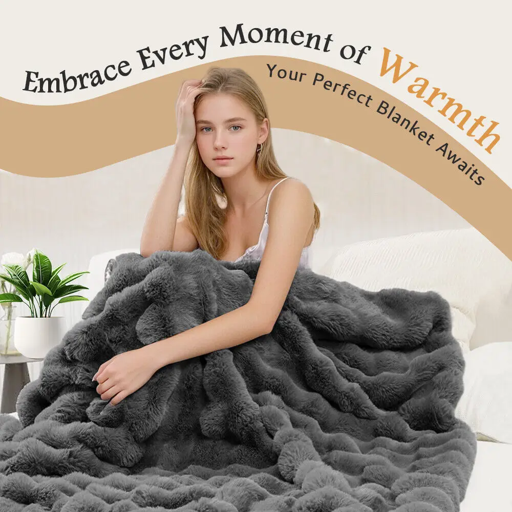 

Faux Fur Throw Blanket Luxury Plush Ultra Soft Blanket Fuzzy Home Decor For Sofa