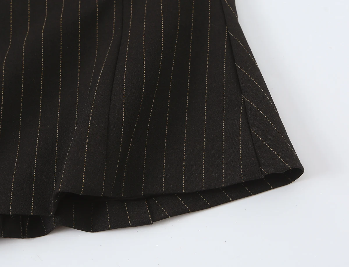 BSAY 2026 Neue Retro Preppy-Style Damen Bluse mit Stehkragen, Doppelreihig, Kurzarm, Schmal Geschnitten, Kariert und Gestreift, Arbeitsbluse – Detail 19