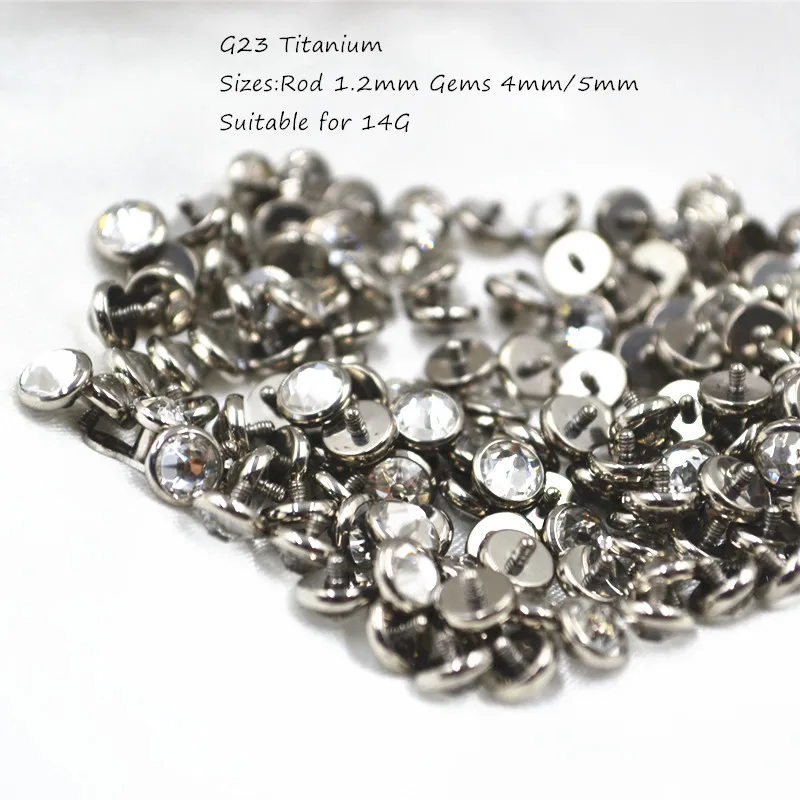 

50pc G23 Titanium Body jewelry Micro Dermal Anchor Top Surface Skin Diver Hide In Gems 4mm 5mm internally threaded Body Piercing