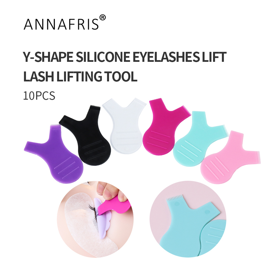  10pcs Eyelash Extension Perm Pads Y Shape Silicone Brush Comb Reusable Graft Lashes Lift Curler Eye Lash Perming Makeup Tools 