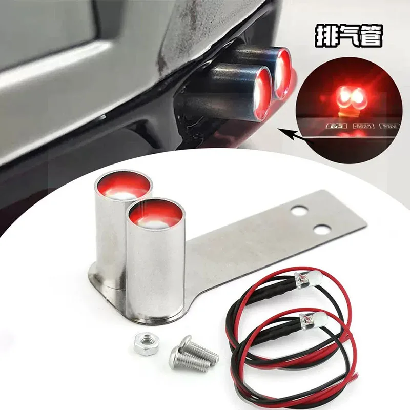 Simulated Exhaust Pipe Modification with Flashing LED Beads for 1/10 RC Crawler Car Traxxas TRX4 AXIAL SCX10 RC4WD Upgrade Parts
