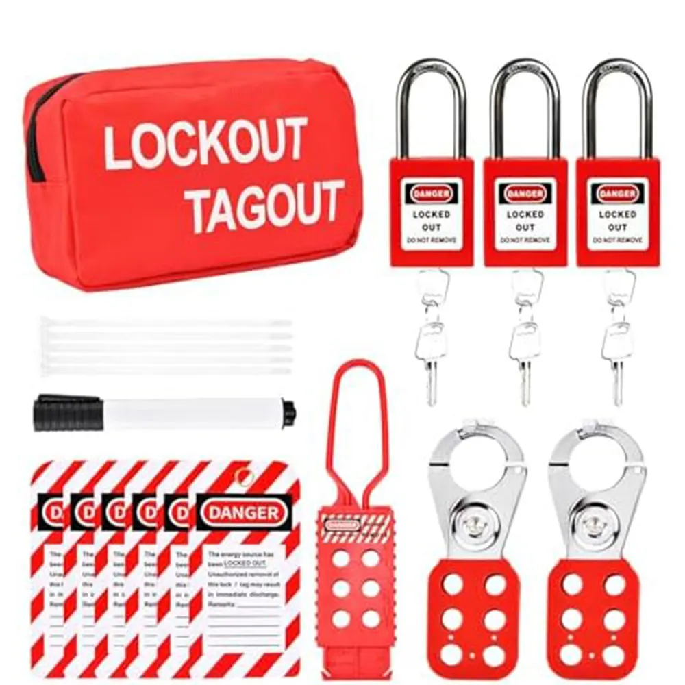 Steel Locking Hasps Lockout Tagout Kit Portable Storage Bag Nylon Cable Ties Marker Pen Included As Shown In The Picture