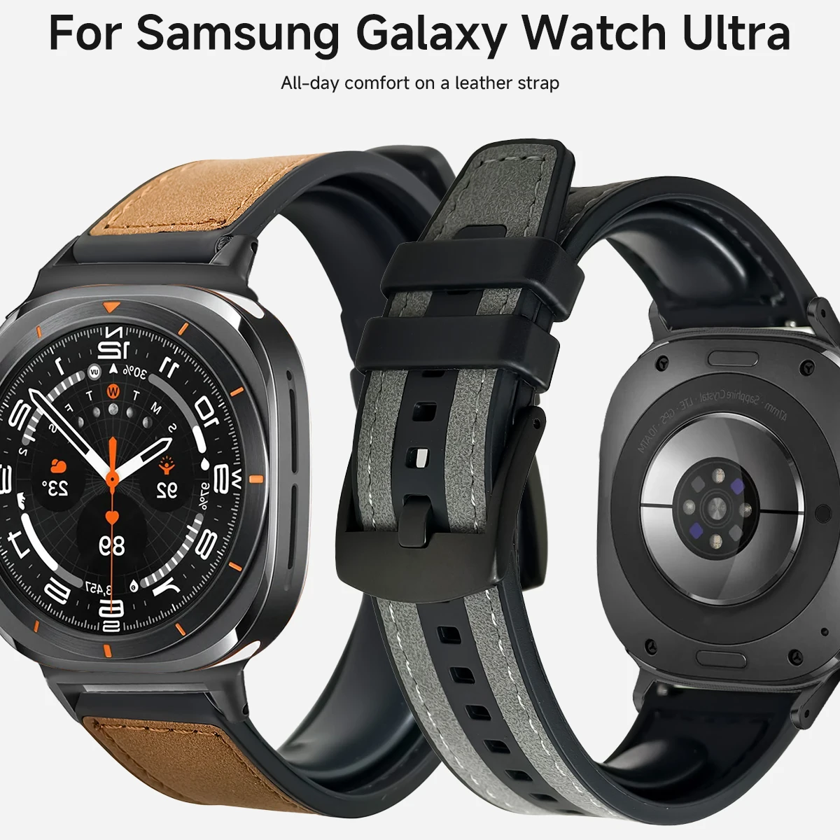 Correa de silicona y cuero para Samsung Galaxy Watch 7, pulsera deportiva de 47mm para hombre y mujer, cierre de 47mm