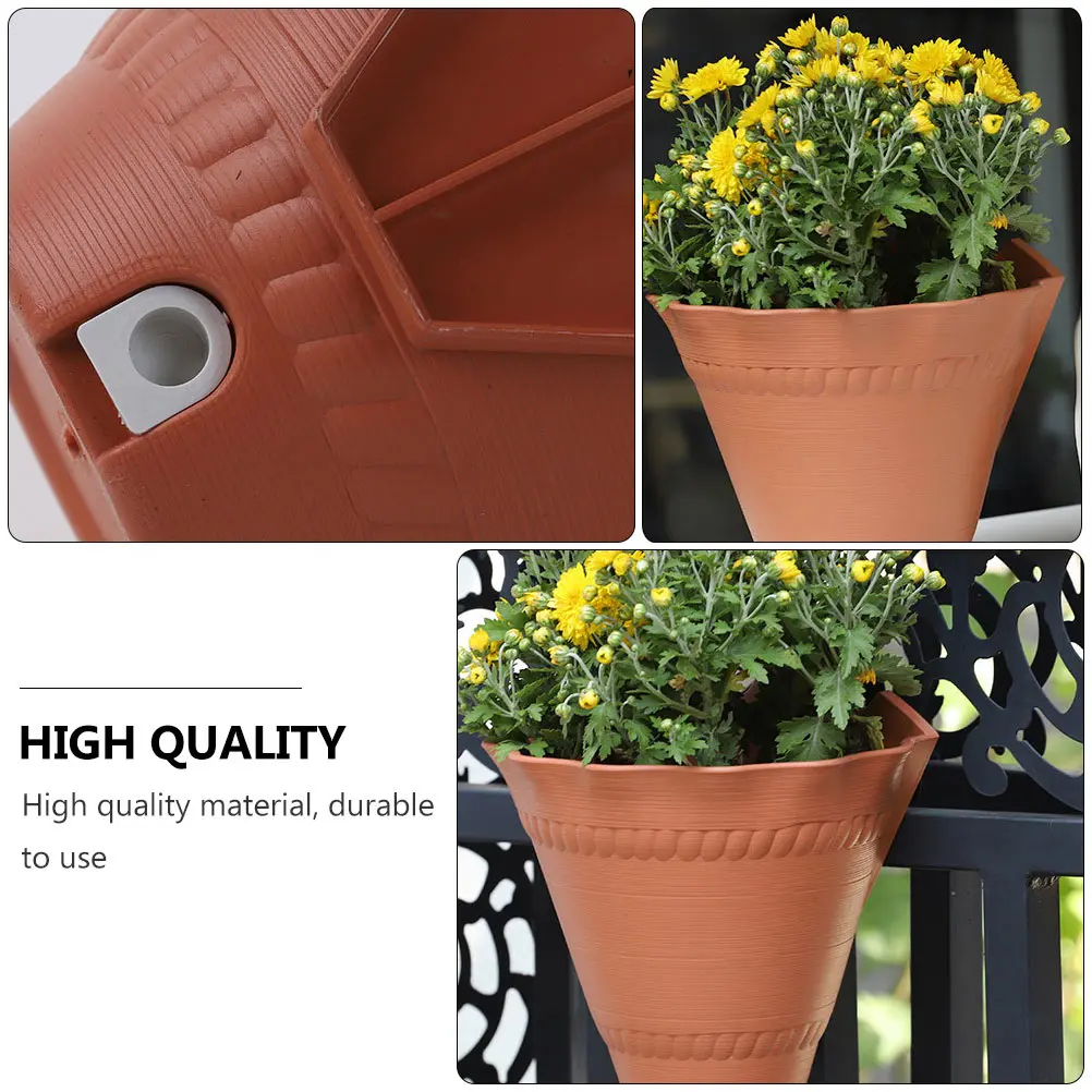 

2Pcs Wall Hanging Resin Flower Pot Durable Decorative Planter Fence Style Red Succulent Container