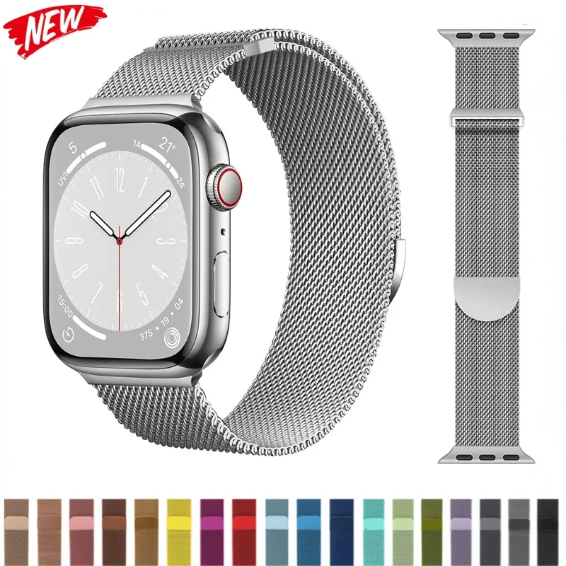 Metal Milanese Loop Strap For Apple Watch Band Ultra 49mm 10 9 8 7 45mm 41mm 42mm 46mm Magnetic Bracelet iWatch 6 5 4 3 SE Belt