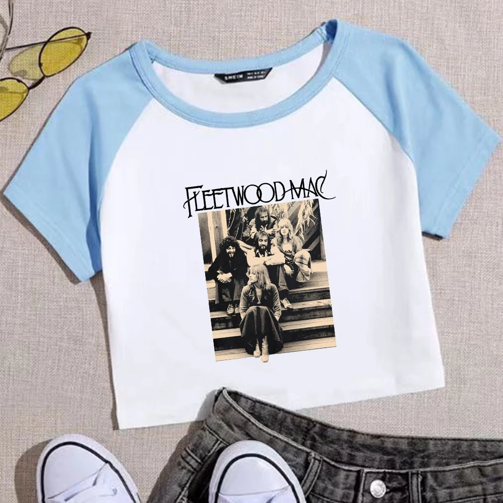 Fleetwood Mac Stevie Nicks 2024 Super-short Crop Tops O-Neck T-Shirt Girls Music Fans Gift Short Sleeves Regular Fashion