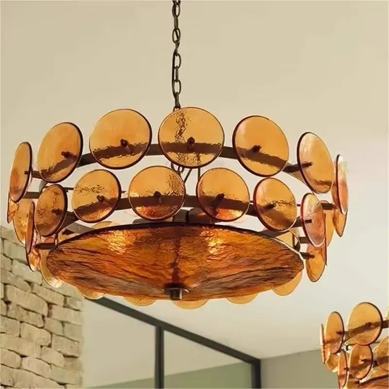 Italian Amber Green Art Glass Lights for Living Room Design Home Kitchen Island Lights Chandelier