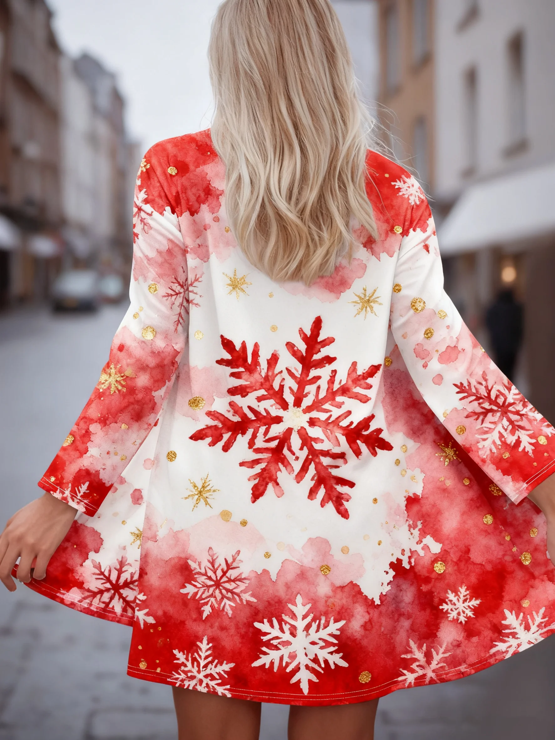 เสื้อคลุมผู้หญิงปี 2025 พิมพ์ลาย 3 มิติ ของขวัญคริสต์มาส เสื้อยืดแขนยาวลำลอง เสื้อคลุมคาร์ดิแกนน้ำหนักเบา ชุดสำหรับงานปาร์ตี้คริสต์มาส ฤดูใบไม้ผลิ ฤดูใบไม้ร่วง