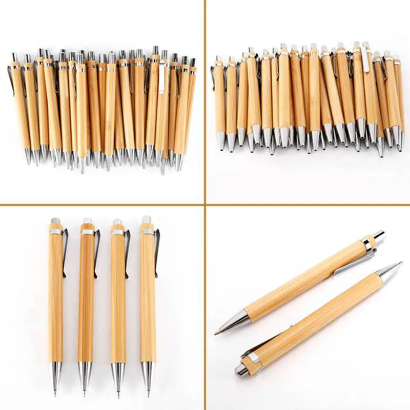 100 pcs/lot Bamboo Ballpoint Pen Stylus touch pen Office & School Supplies Pens & Writing Supplies Gifts-Blue Ink