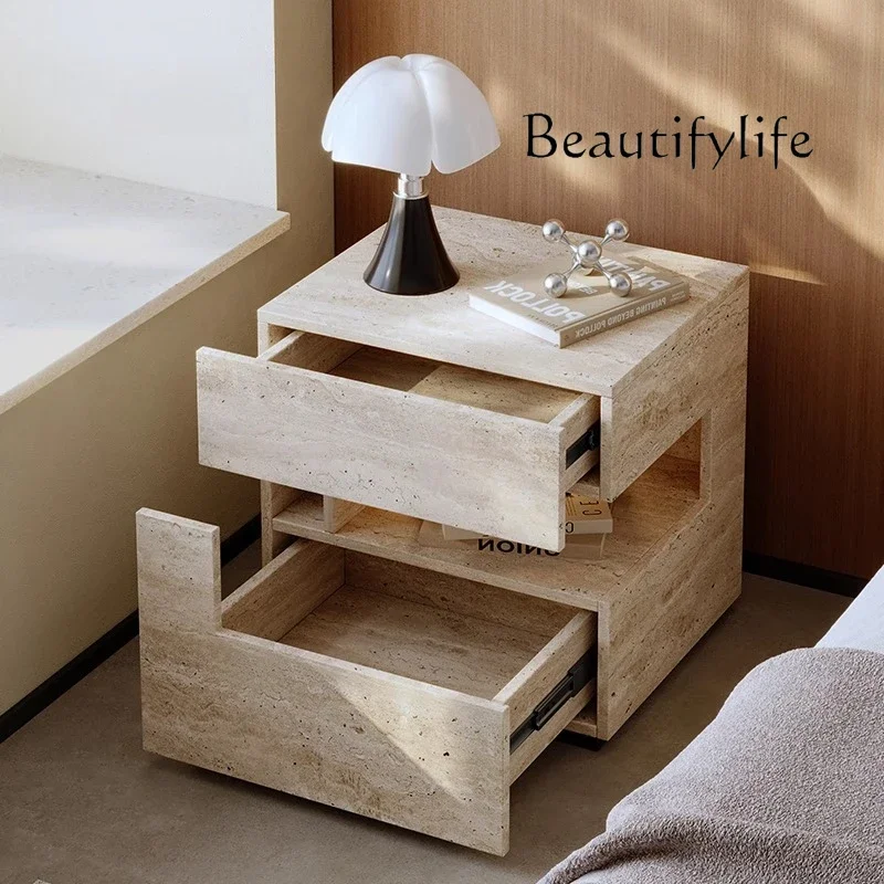 XE بيج جمالي لطاولة السرير وغرفة النوم، منظم مصمم بأدراج بسيطة، خزانة تخزين أثاث Mesita Noche