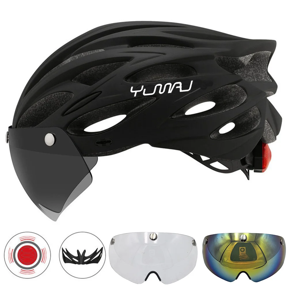 230g YUMAJ Ultraleichter Helm für Straße und Berge, Integral geformt mit abnehmbarem Visier, Fahrrad-Rücklicht-Helm CB-26 – Detail 18