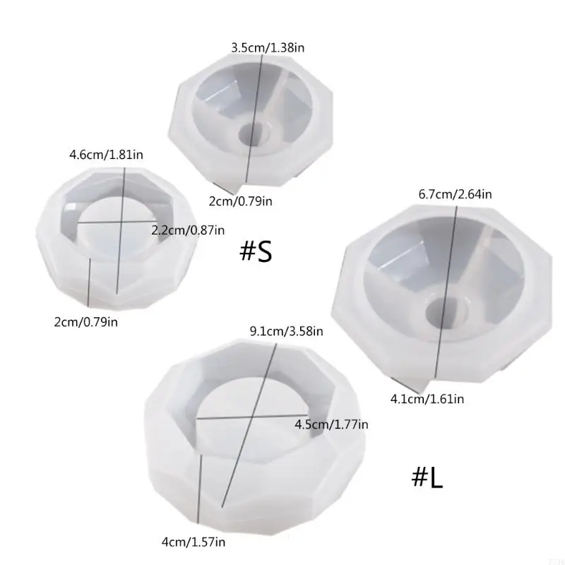 77JB Section hexagonale miroir Moule bougeoir en silicone pour coulée époxy en résine