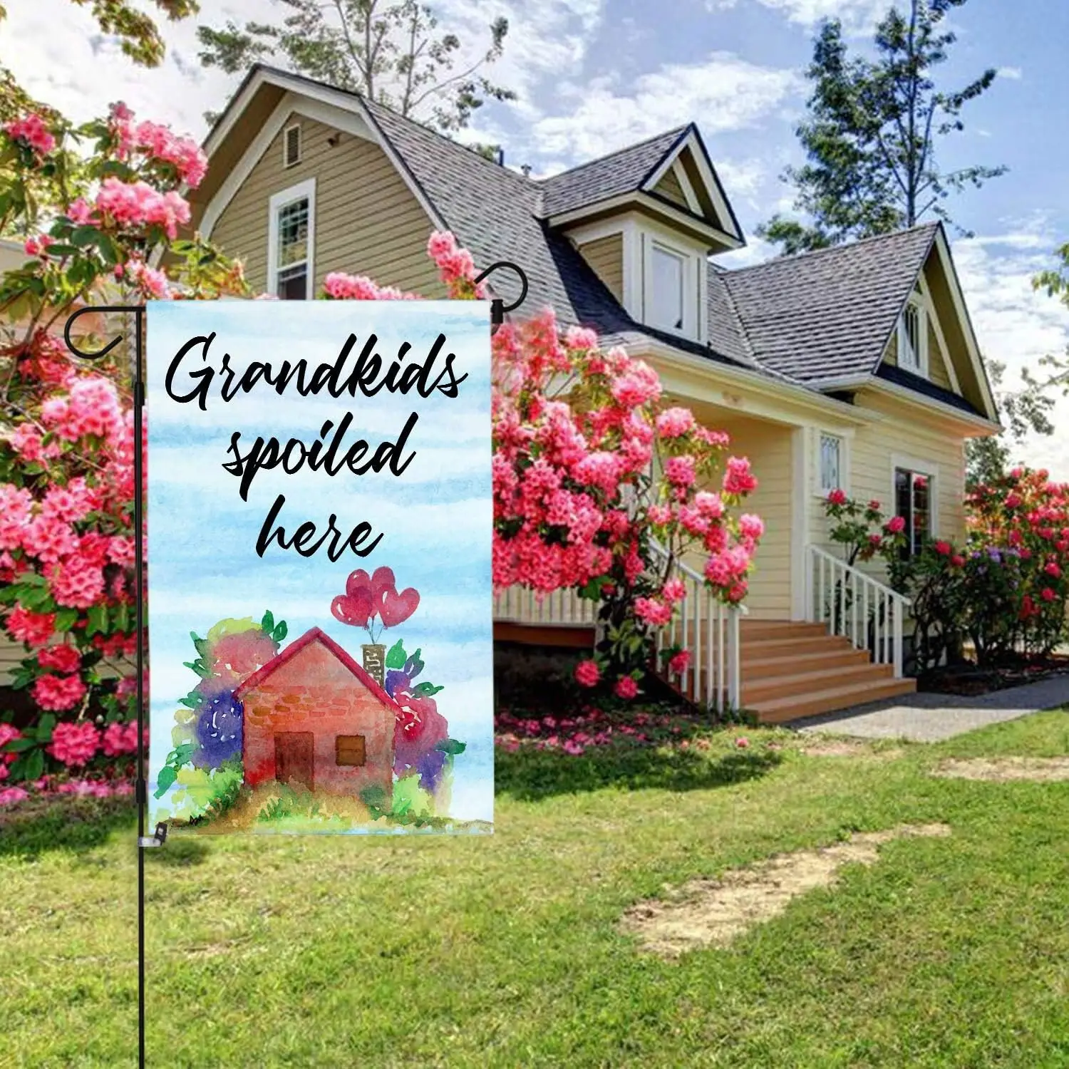 LHMUYU Grandkids Spoiled Here Home Decoration Garden Yard Flags Sign for Indoor and Outdoor Polyester Flag Double Sided 12 x 18