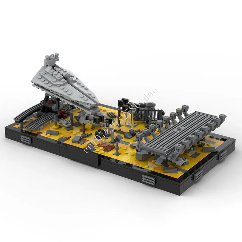 705-teiliges Sci-Fi Sternenzerstörer-Kampfszenen-Diorama Baustein-Set, Montagemodell-Spielzeug, Geschenk für Erwachsene, Sammlerstück, Heimdekoration