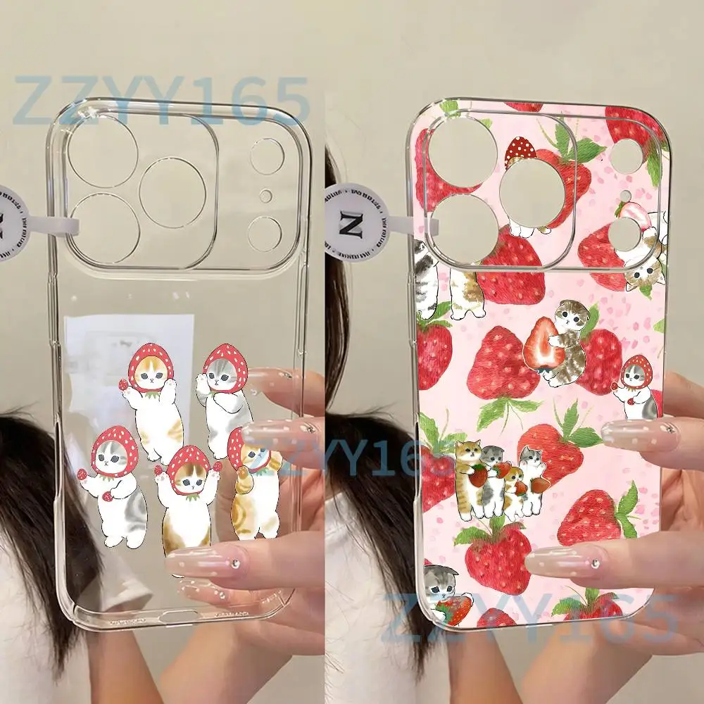 

M-Mofu Sand Cat Strawberry For iPhone 17,16,15,14,13,12,11 Pro,Max,Plus,X,XS,XR,SE4,E Mini Transparent Soft Protective Shell