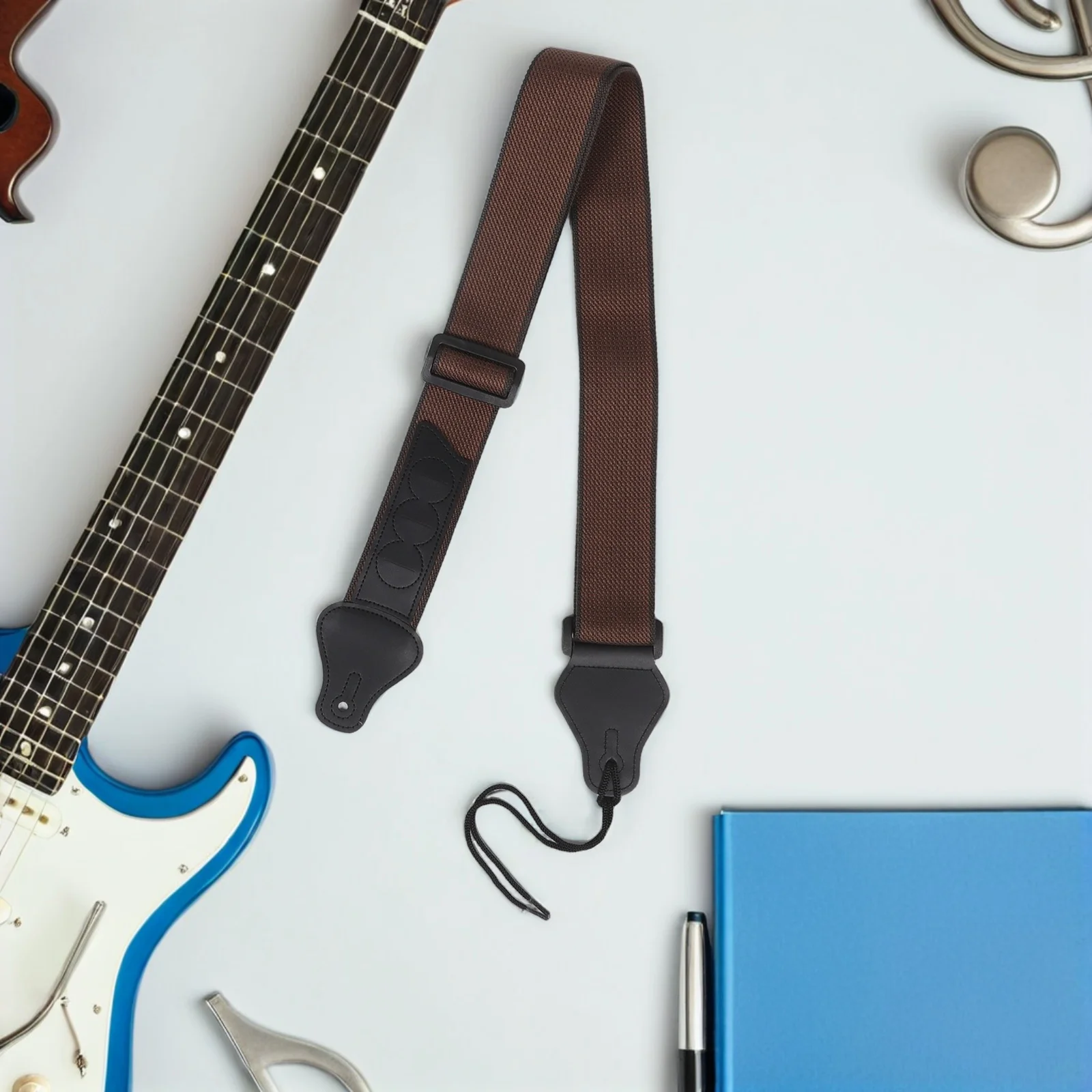 

2Pcs Guitar Strap Adjustable Multifunctional Cotton Acoustic Electric Bass Strap Heavy Duty Comfortable Pick Holder