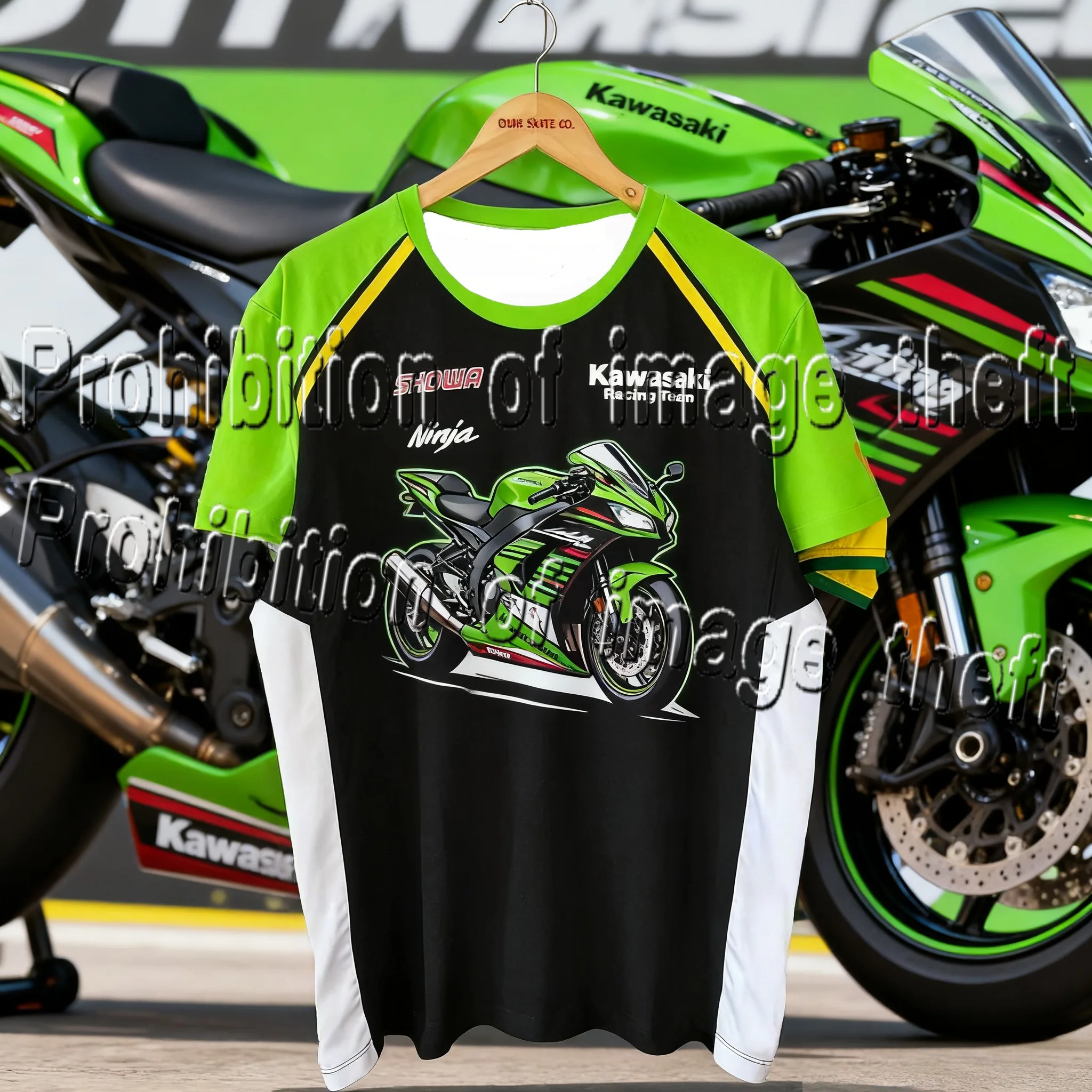 

Kawasaki Moto Short Sleeved Round Neck Design, Quick Drying and Sweat Absorbing, Suitable for Both Adult Cycling and Commuting