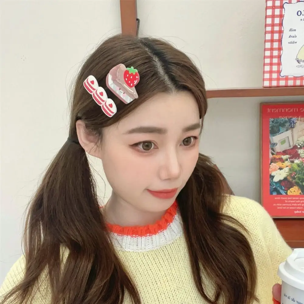 Cute Creative Funny Cherry Cake Hair Clip Cartoon Sweet Acrylic Bang Clip Fashion Korean Style Hairpins