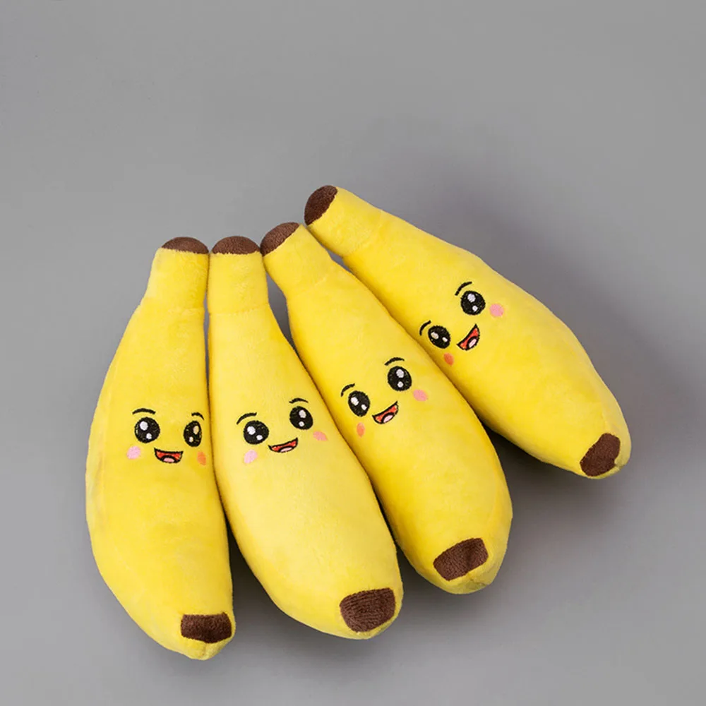 Quietschendes Bananen-Plüsch-Hundespielzeug, langlebiges, kaubares, interaktives Haustierspielzeug für Welpen, kleine und mittelgroße Hunde, selbstspielendes Zubehör