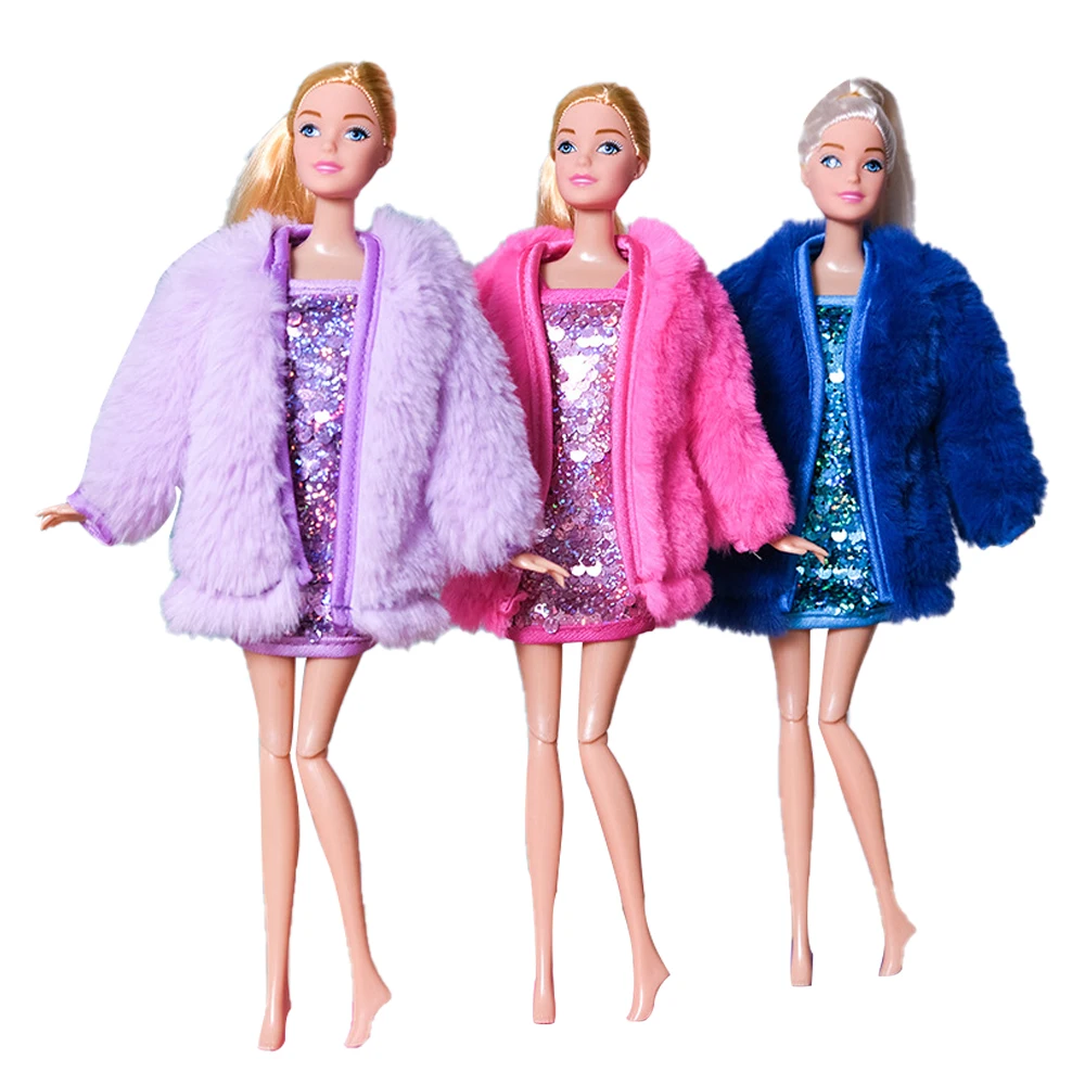 Ropa para muñecas, conjunto de piel de otoño/invierno, abrigo, vestidos, zapatos, bolsa, sombrero para muñecas de 30CM y accesorios para muñecas BJD 1/6, regalo de Festival, cumpleaños para niñas