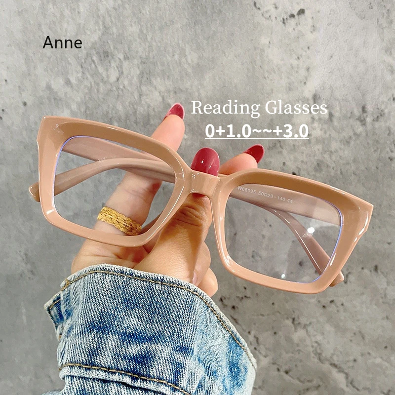 Fashion Reading Glasses Women 2024 New Square Anti Blue Light Presbyopia Eyegalsses Vintage Computer Optical Eyewear +1 .0~ +3.5