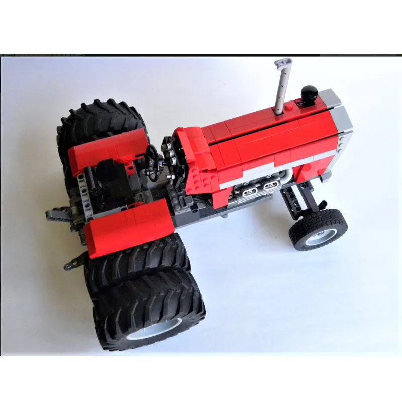 Modèle de bloc de construction de camion rouge cargo classique MOC-139649, 981 pièces, jouet cadeau pour garçons et enfants pour anniversaire et noël