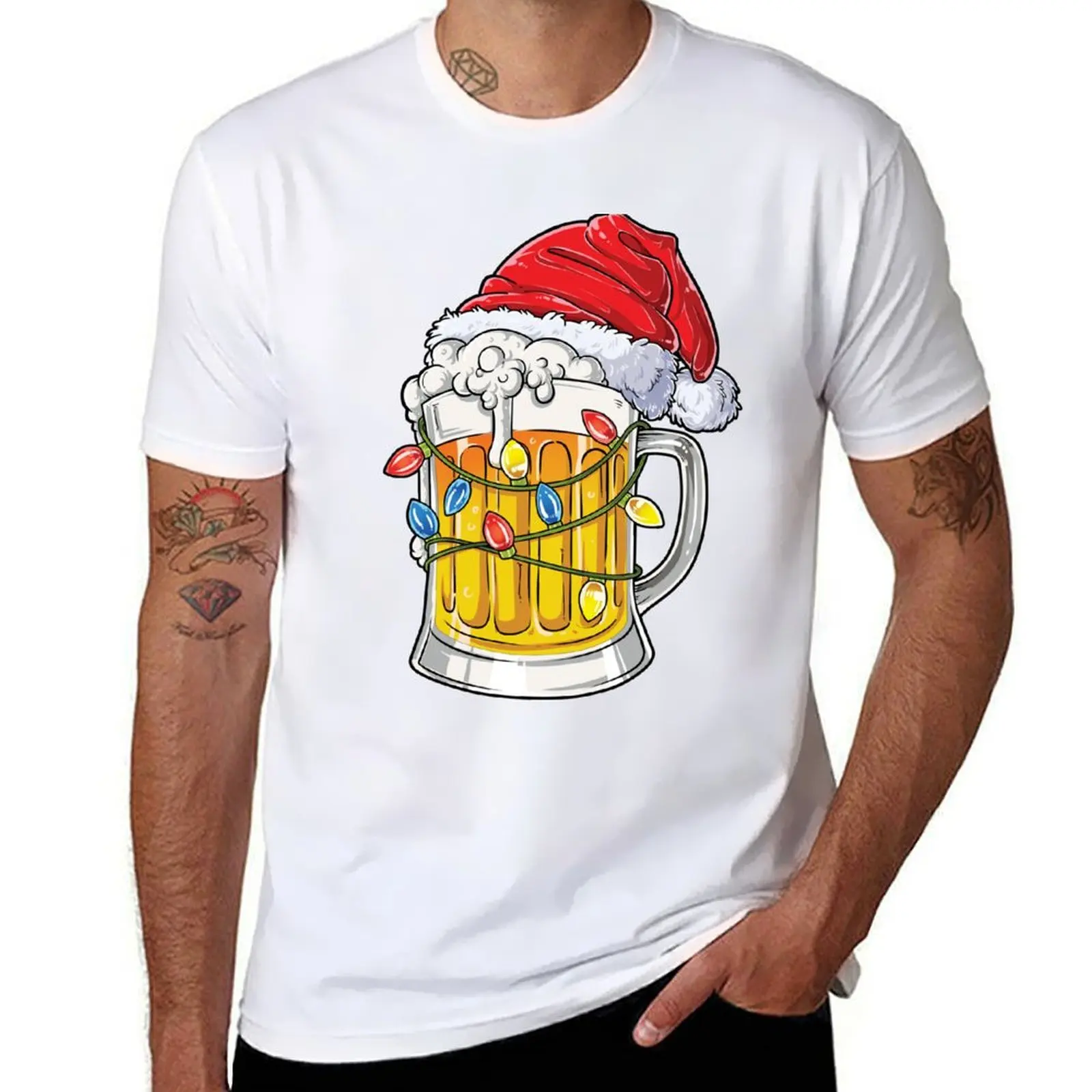 

Beer Christmas shirt Mug Santa Xmas lights Men Women Gifts T-Shirt mens graphic t shirts t shirt man casual T-Shirt