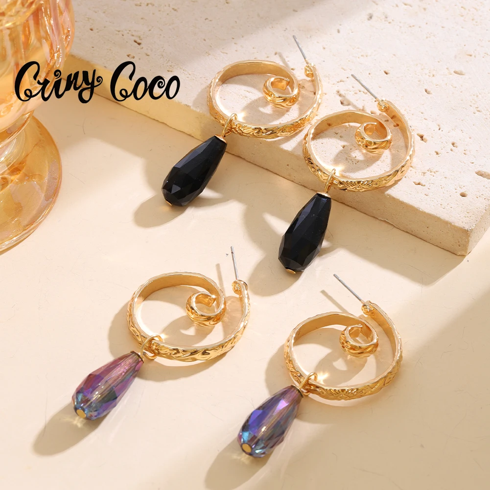 Cring Coco Hawaiian Crystal Earrings New Design Gold Plated Dangle Earring Statement Jewelry for Women Valentine's Day Gift 2024