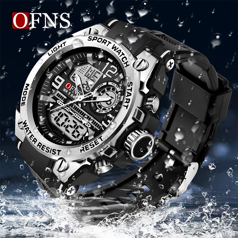 OFNS G-Style LED Digital Watch Men Military Electronic Clock Dual Display Waterproof Sports Quartz Wristwatch Relogio Masculino