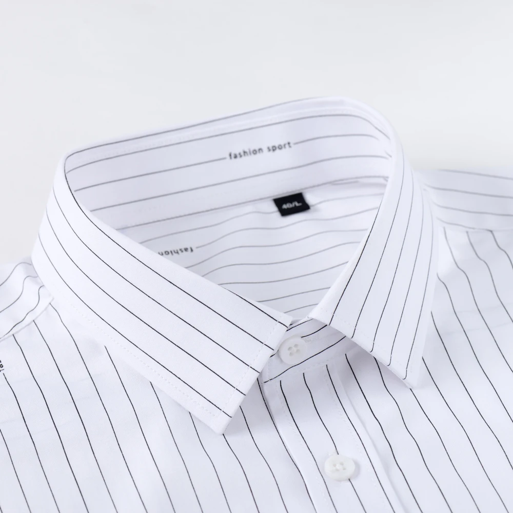 Men's Striped Plaid Wrinkle Free 4-Way Stretch Dress Shirt with Pocket, Formal Business Regular Fit Long Sleeve Button Up Shirts