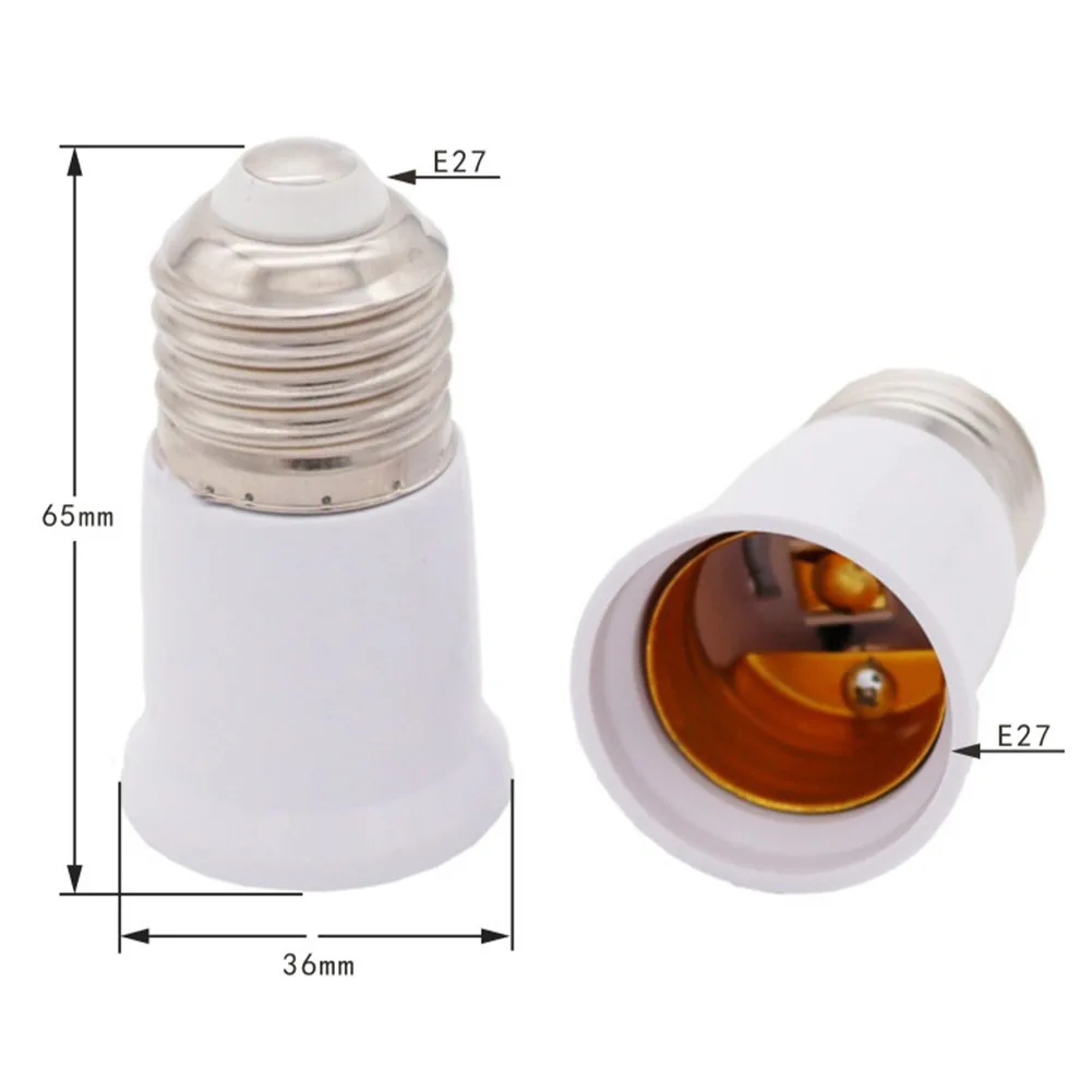 E27 To E27 Extend Socket Base White 1pc Extension Base Lamp Holder Converter Light Bulb Socket Extender High Quality