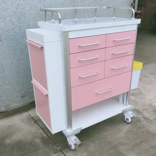 

Mobile Emergency Crash Cart, Multi-Function Medical Crash Trolley with Drawers