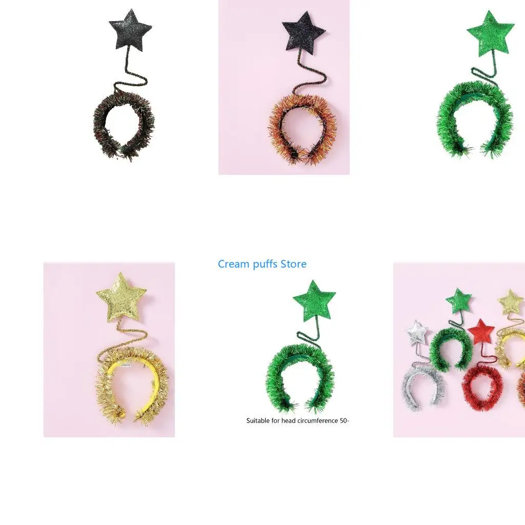 50LE Sequins Tinsel Star Headband for Teens Festival Xmas Party Performances