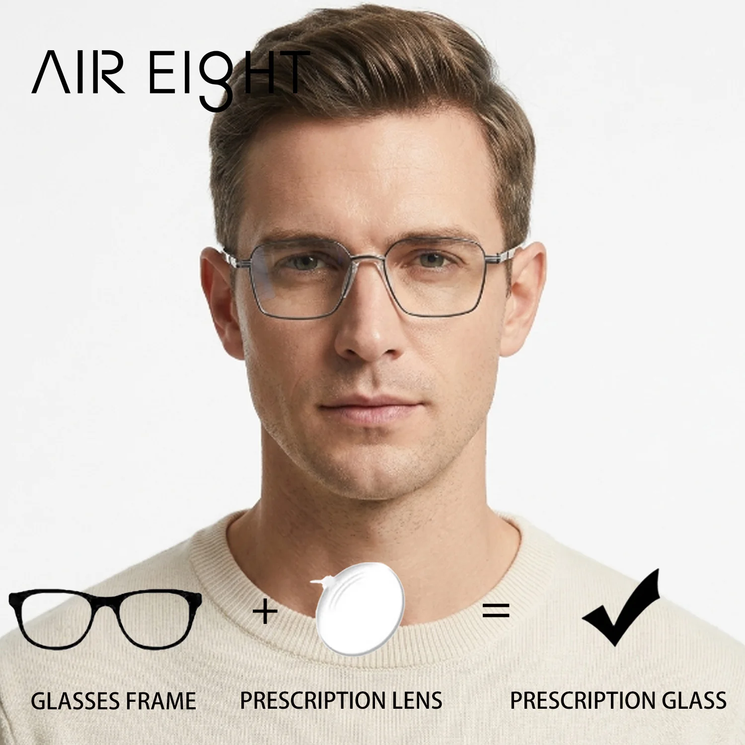 air-eight-モダンな長方形メタル男性用処方メガネプログレッシブ近視レンズフォトクロミックブルーライトフィルターアイウェア
